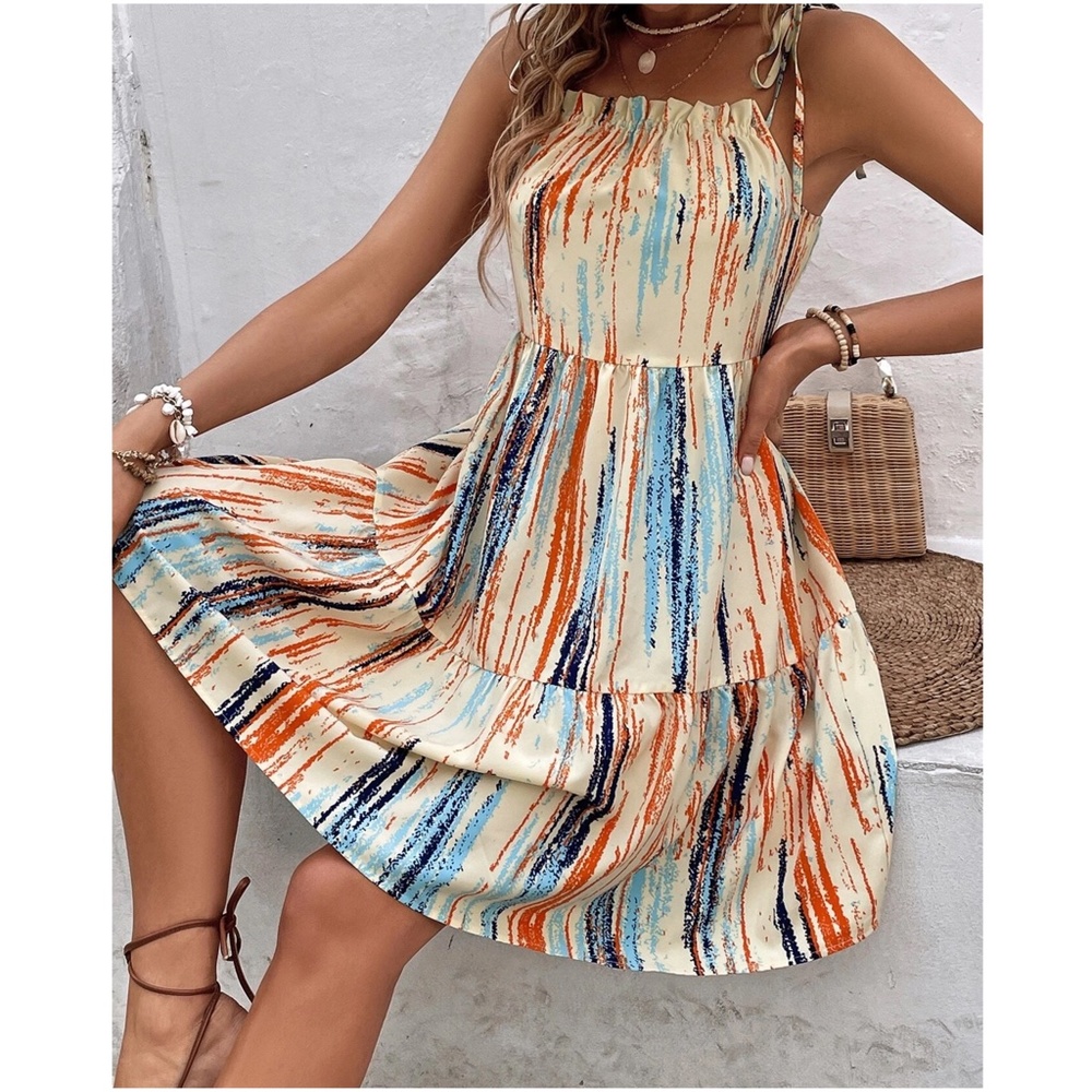 Boho Print Cami Pastel Mini Dress - Picture 1 of 5